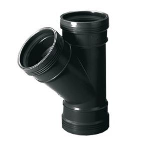 Wavin Pp té réduit à joint 45° 75x50mm noir benor-marque évacuationwafix pp - 3412207054