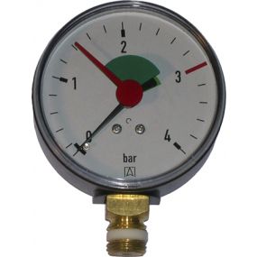 Euro Index - Manomètre avec zone verte 0-4 bar 63 mm raccord UNDER 1/4 RADIAL - 39002