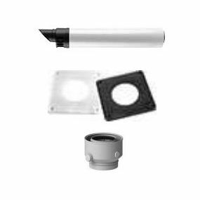 Itho Daalderop - Muurdoorvoer pp conc 80/125 WL = 600 + muurplaat + adapter conc pp 80/125 met meetnippel - 53-00133