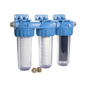 Honeywell - Filtre Triplex avec préfiltre lavable, filtre fin et filtre au charbon actif pour l’eau de pluie, PN - FF60