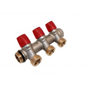 Henco Collector voor cv/sanitair messing 3/4" + 3 x 3/4" m rood - VBS050503-RO