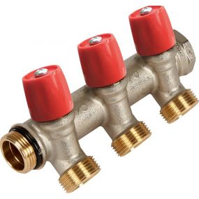 Henco Collector voor cv/sanitair messing 1" + 3 x 3/4" m rood - VBS060503-RO